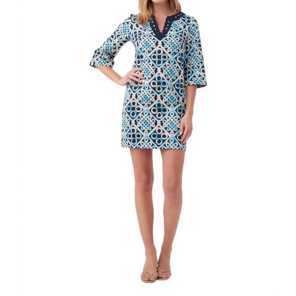 NEW TRINA TURK knotty dress in blue multi - Picture 1 of 4